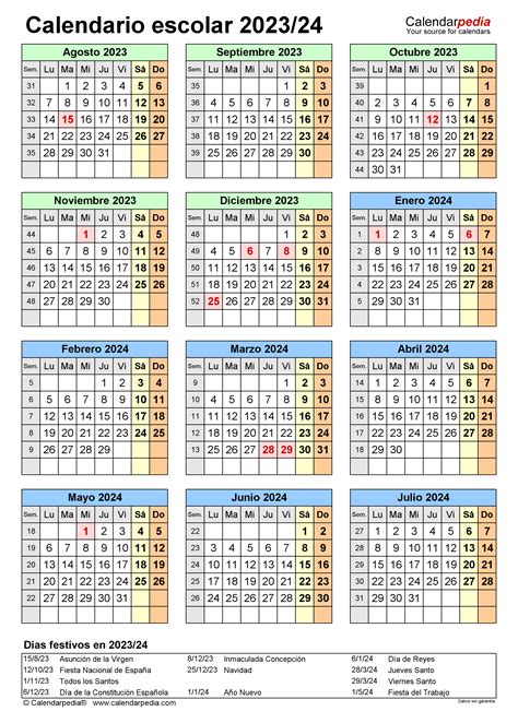 Calendario 2023 Escolar 2024 Sep Pdf Printable Templates Free