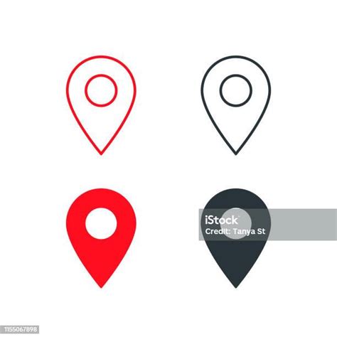 Kumpulan Ikon Penunjuk Peta Simbol Lokasi Gps Gaya Desain Datar Vektor