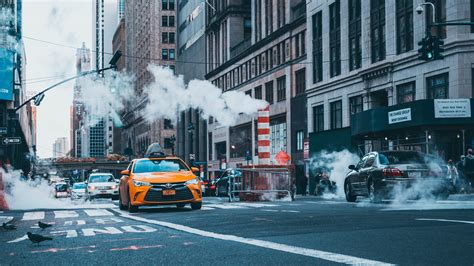 New York City Taxi Smoke Street Car City Wallpapers