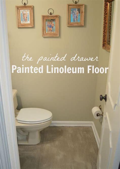 We used sw porch enamel paint which is suuuuper durable and amazing. Painted Linoleum Floor - Bathroom | Pinterest - Verf ...