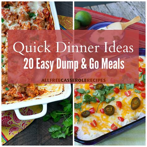 Cheddar, monterey jack, and pepper jack are all nice choices. Quick Dinner Ideas: 20 Easy Dump and Go Meals ...