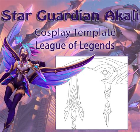 Star Guardian Akali Kama And Kunai League Of Legends Cosplay Template