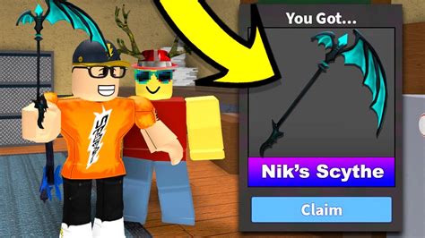 How To Get Niks Scythe In Murder Mystery 2 Roblox Youtube