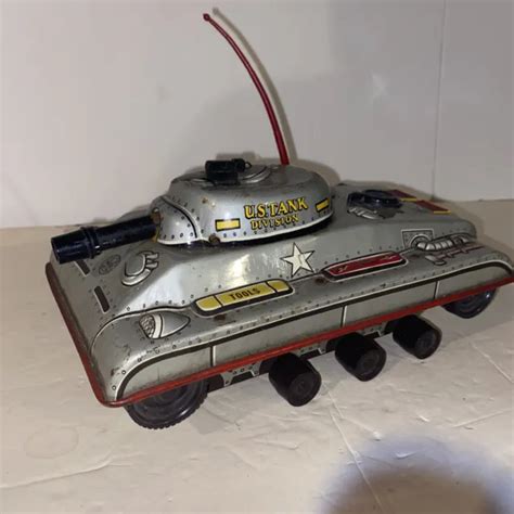 Vintage Marx Tin Litho 1950s Us Tank Division 392 Wind Up Toy