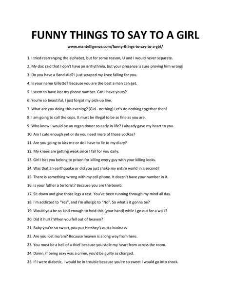 59 Funny Things To Say To A Girl These Will Make Her Laugh Love