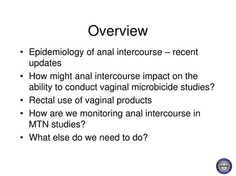 Ppt Implications Of Anal Intercourse And Rectal Use Of Products In Vaginal Microbicide Trials