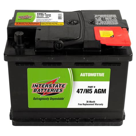 Agm Grp 47 H5 36 Mo 650 Cca Automotive Battery By Interstate Batteries