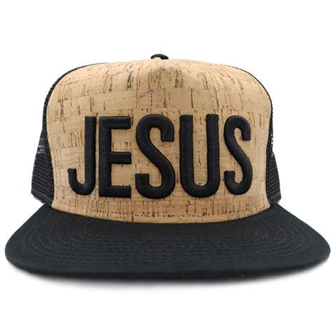 Cork Black Color Snapback With Black Logo Jesus Christian Hats