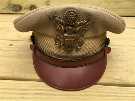 Original Ww2 Era Khaki Us Army Officers Luxenberg Visor Hat Nice
