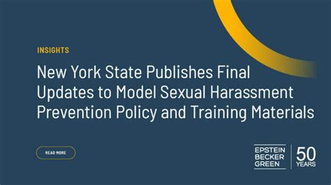 New York State Publishes Final Updates To Model Sexual Harassment Prevention Policy And Training
