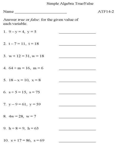 Free Printable Algebra 2 Worksheets