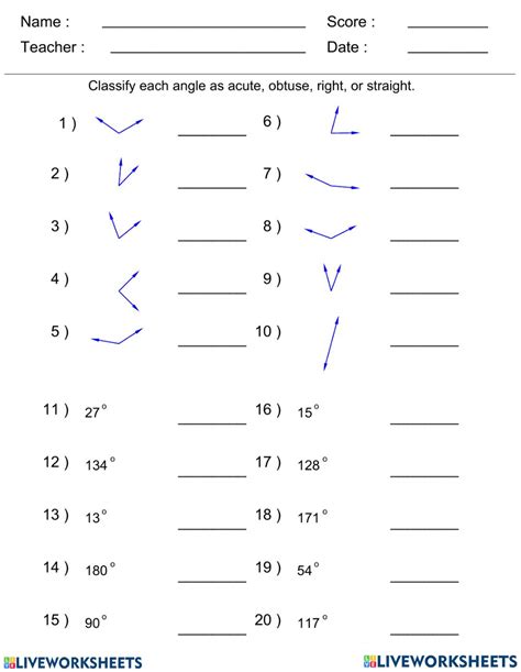 Classifying angles 2 worksheet