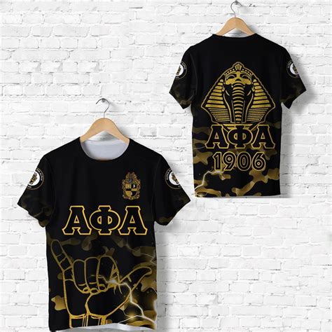 Alpha Phi Alpha Fraternity T Shirt Camouflage Black Vibes Hand Sign