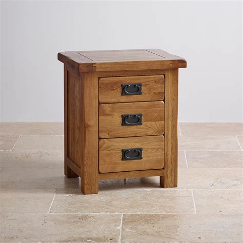 This was a pair of cabinets finished off in all copper detailing. Original Rustic 3 Drawer Bedside Cabinet | Oak Furniture Land