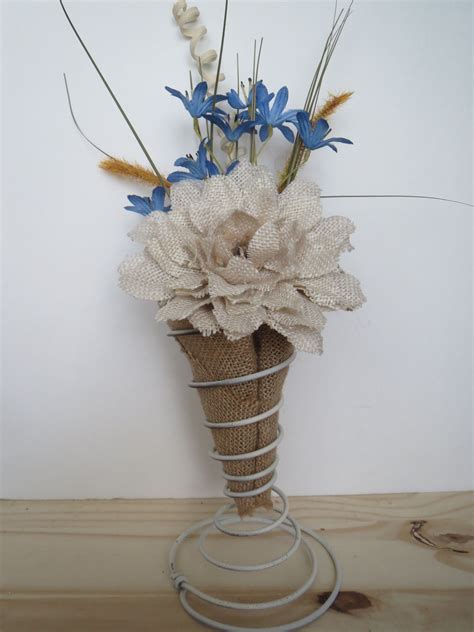 Burlap in Burlap! Burlap flower wrapped in burlap and put into a spring vase. | Burlap flowers ...