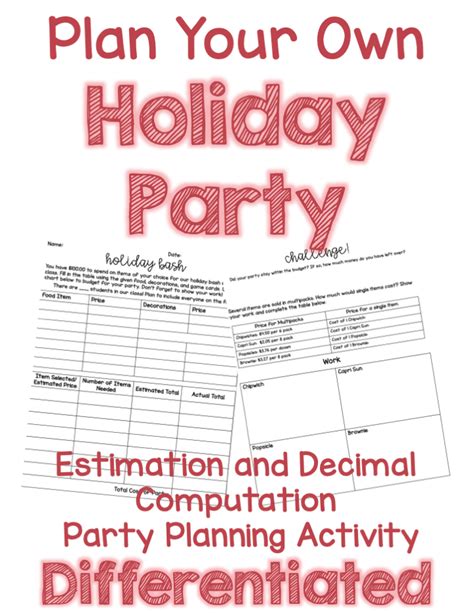 Use your imagination and create a fun party for your kids! Differentiated Holiday Party Planning Activity- Decimal ...