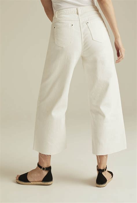 White Wide Leg Cropped Jeans Long Tall Sally