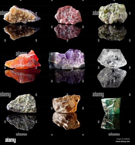 Variety Of Semi Precious Minerals Or Gemstones Stock Photo Alamy