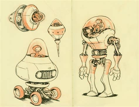 Robots — Mr Jake Parker Spaceship Drawing Humanoid Robot Sketchbook
