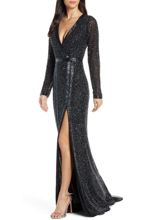 Mac duggal ball gowns prom dress 67113h. Mac Duggal Long Sleeve Beaded Gown | Nordstrom