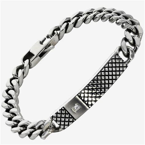 Mens Designer Link Steel Id Bracelet Warren James