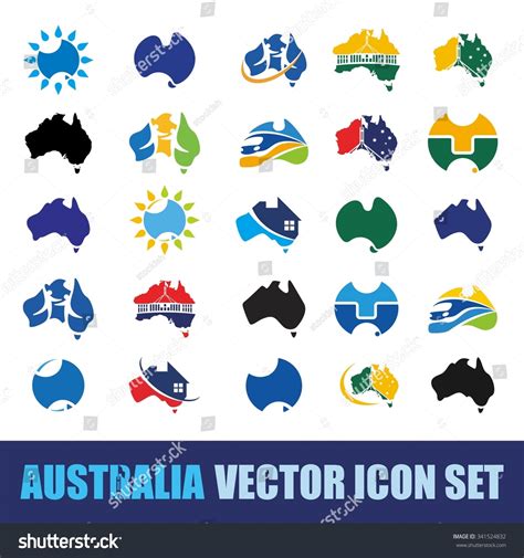 Australia Logo Set Vector Icon Stock Vector 341524832 Shutterstock