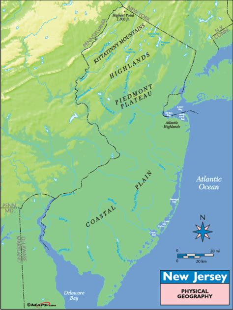 New Jersey Physical Geography Map By From Maps
