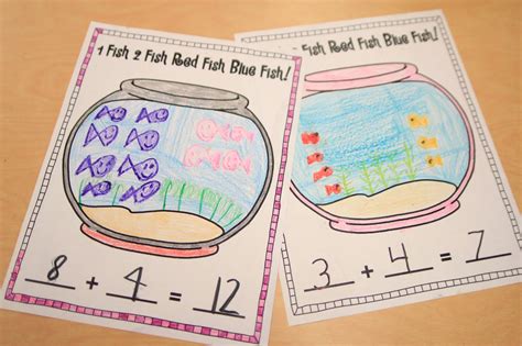 If you have paper plates lying around, your preschoolers can make a paper plate handprint fish like this how about some one fish two fish popcorn munch for an afternoon snack? Mrs. Ricca's Kindergarten: Fun with Addition! {Freebies}