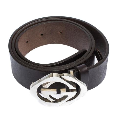 Gucci Dark Brown Leather Double Square G Buckle Belt 90cm At 1stdibs