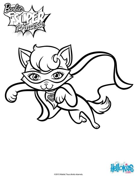 Barbies Super Pet Cat Coloring Page More Barbie Coloring Sheets On