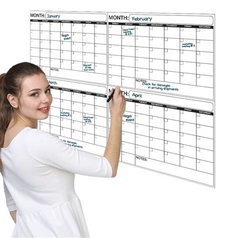 Laminated Wet Or Dry Erase Quarterly Wall Calendar Planner Large Plan