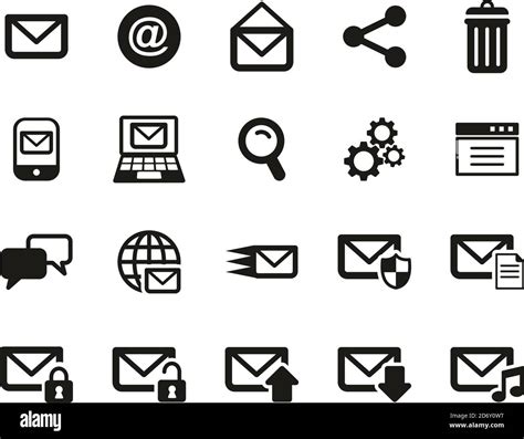 Email Icons Black And White Set Big Stock Vector Image And Art Alamy
