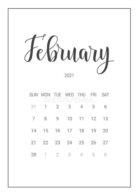 Planner February 2021 On Blue Background Stock Vector Illustration Of