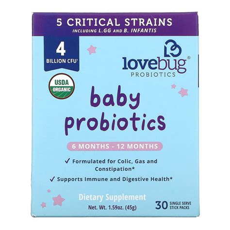 Lovebug Probiotics Baby Probiotics 6 12 Months 4 Billion Cfu 30