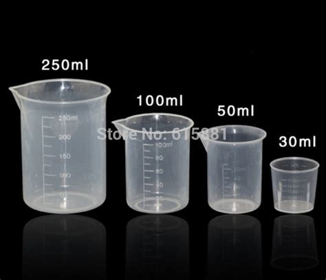 2017 Wholesale 30ml 50ml 100ml 250ml Transparent Plastic Beaker Liquid