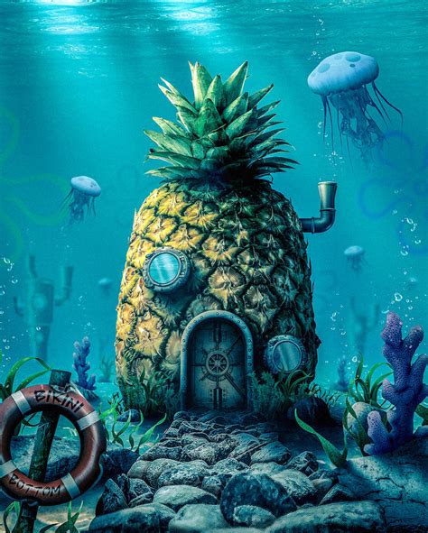 Who Lives In A Pineapple Under The Sea By Surrealdigitalart On Deviantart