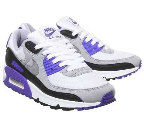 Nike Air Max 90 Trainers White Particle Grey Black Hyper Grape Unisex