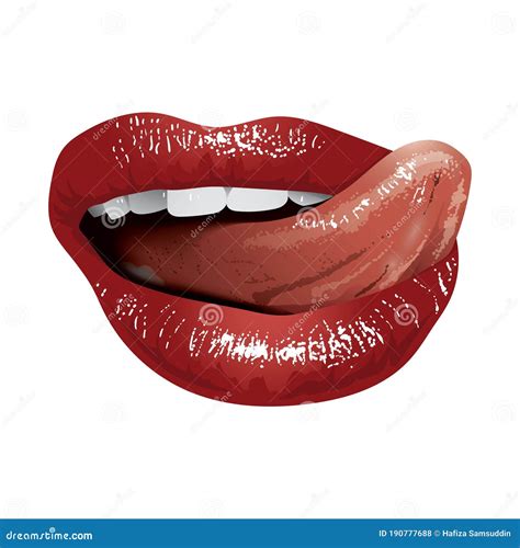 Tongue Licking Lips Vector Illustration Decorative Design Stock Vector