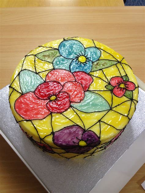 Stained Glass Cake Buttercream Base Painted With Piping Gel Butter Cream Cake Decorating