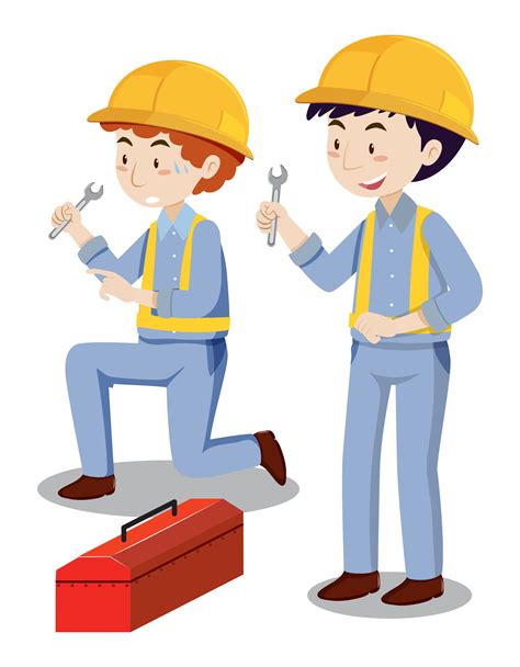 Two Mechanics With Toolbox 431264 Vector Art At Vecteezy