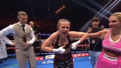 daniella hemsley celebrates her 1st win as a boxer by flashing the live audience vladtv