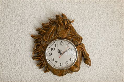 Wall Clock With Horse Head Figure Stock Photo Image Of Antique