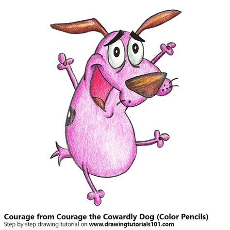 Courage From Courage The Cowardly Dog With Color Pencils Drawing