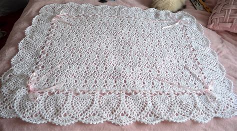 White Lace Crocheted Baby Blanket Afghan Perfect For The