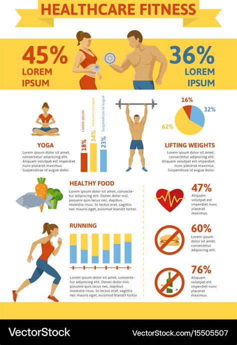 Flat Healthy Lifestyle Infographic Concept Vector Image