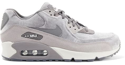 Nike Air Max 90 Suede Trimmed Velvet Sneakers In Gray Lyst