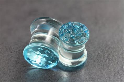Blue Honeycomb Glass Flared Plugs Purely Piercings