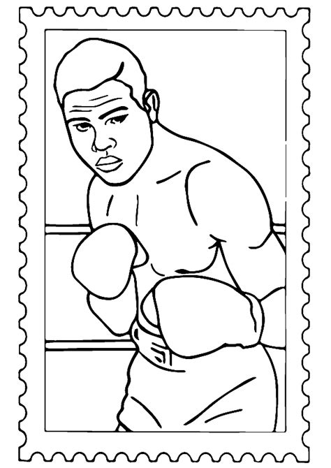 Muhammad Ali Postage Stamp Coloring Page Free Printable Coloring Pages