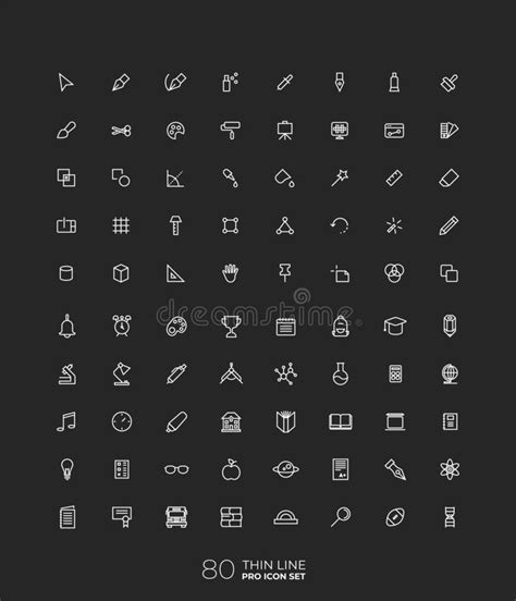Line Art Simple Icon Set For Web And Applications Vector Stock Vector
