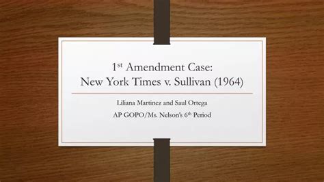 Ppt 1 St Amendment Case New York Times V Sullivan 1964 Powerpoint